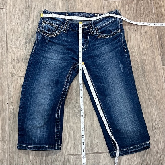 Vintage Miss Me Jeans Girls 14 Capri Crop Distressed Skinny Slim Shorts Blythe - Picture 9 of 13